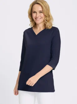 Longshirt mit überlappendem V-Ausschnitt