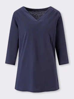 Longshirt mit überlappendem V-Ausschnitt