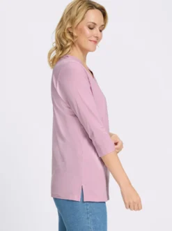 Longshirt mit überlappendem V-Ausschnitt