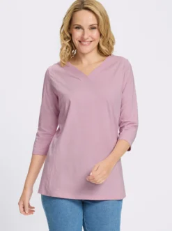 Longshirt mit überlappendem V-Ausschnitt