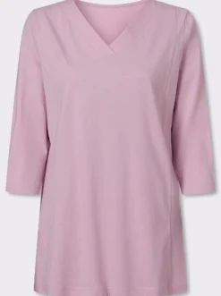 Longshirt mit überlappendem V-Ausschnitt
