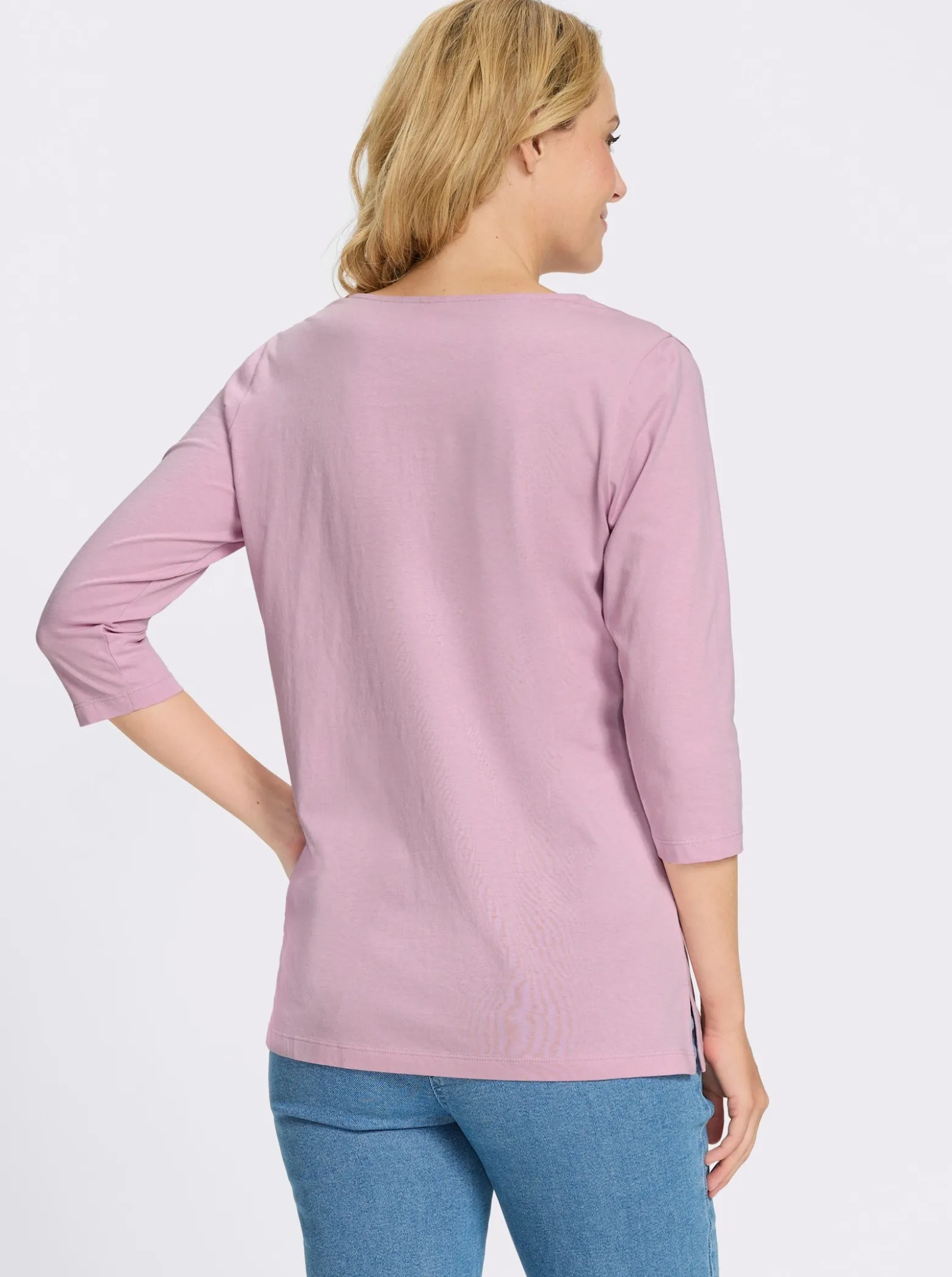 Longshirt mit überlappendem V-Ausschnitt