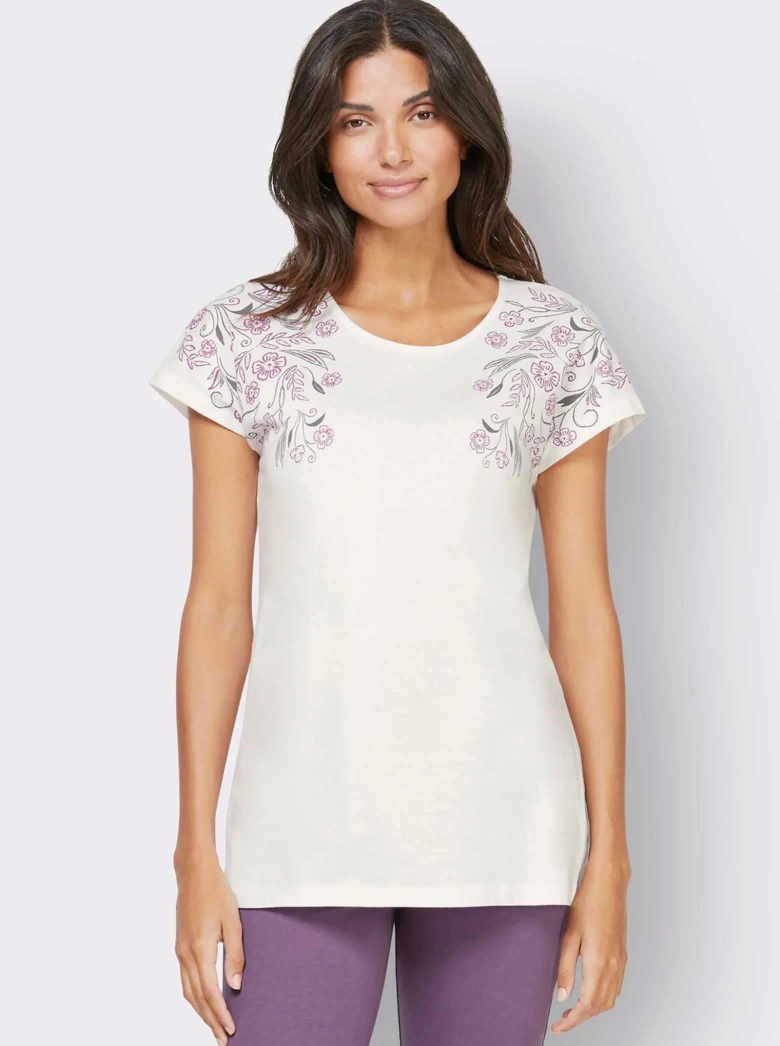 Longshirt mit Blümchen-Druck