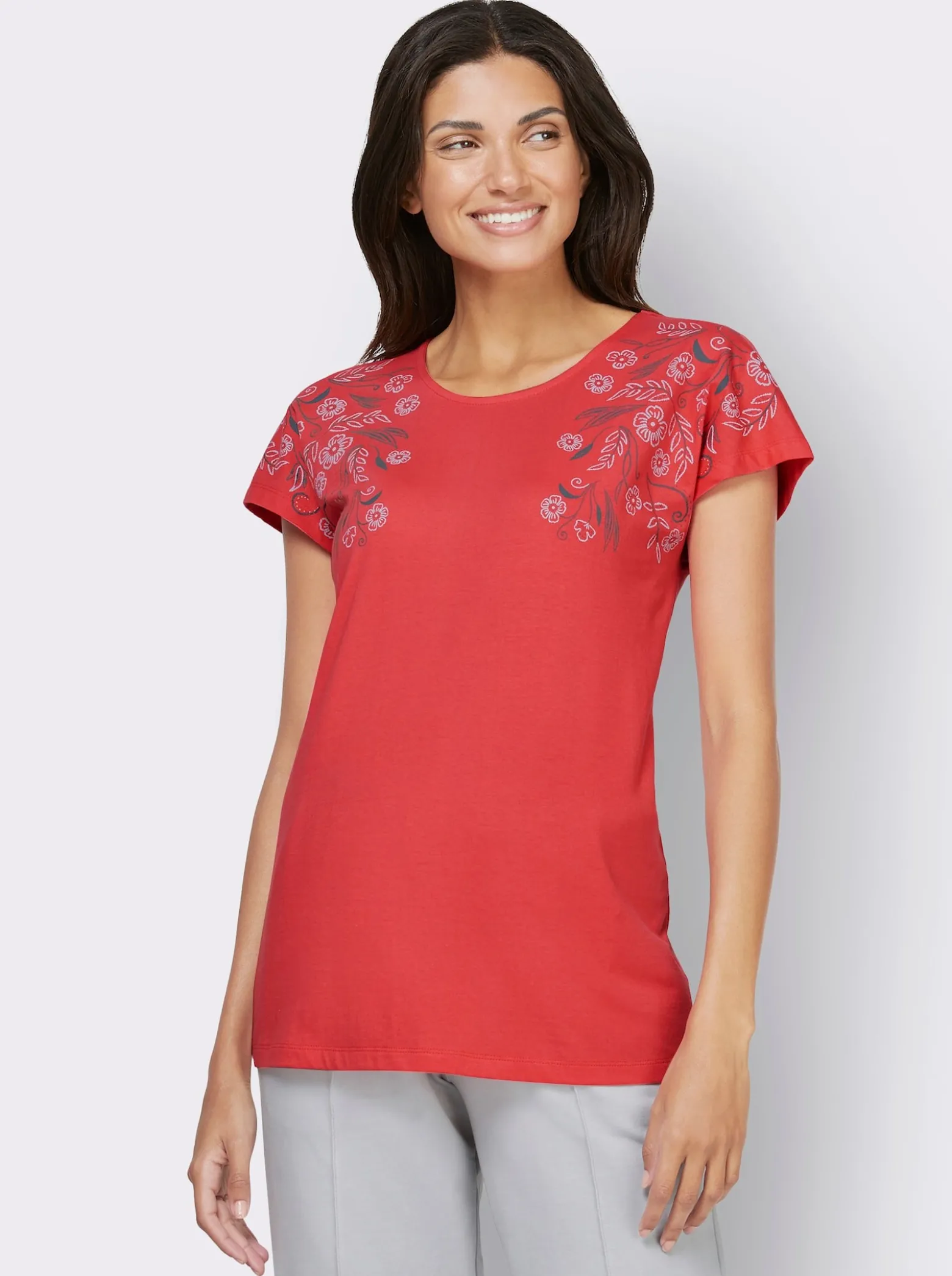 Longshirt mit Blümchen-Druck