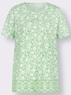 Longshirt mit Blumen- und Bordüren-Druck