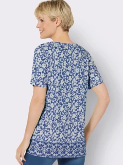 Longshirt mit Blumen- und Bordüren-Druck