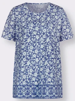 Longshirt mit Blumen- und Bordüren-Druck