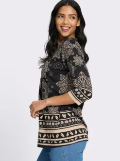 Longshirt mit Bordüren-Druck