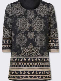 Longshirt mit Bordüren-Druck