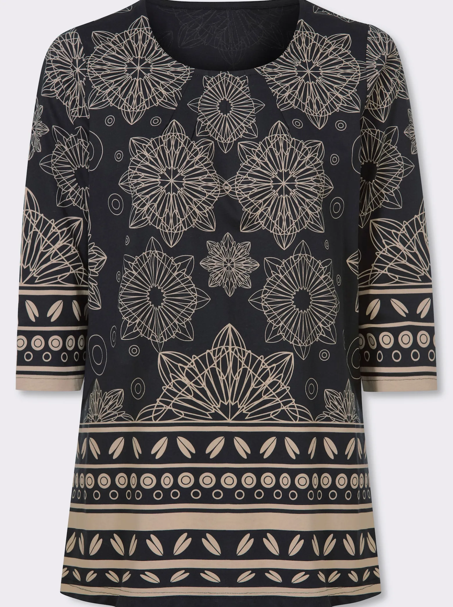 Longshirt mit Bordüren-Druck