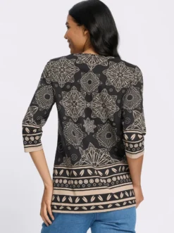 Longshirt mit Bordüren-Druck