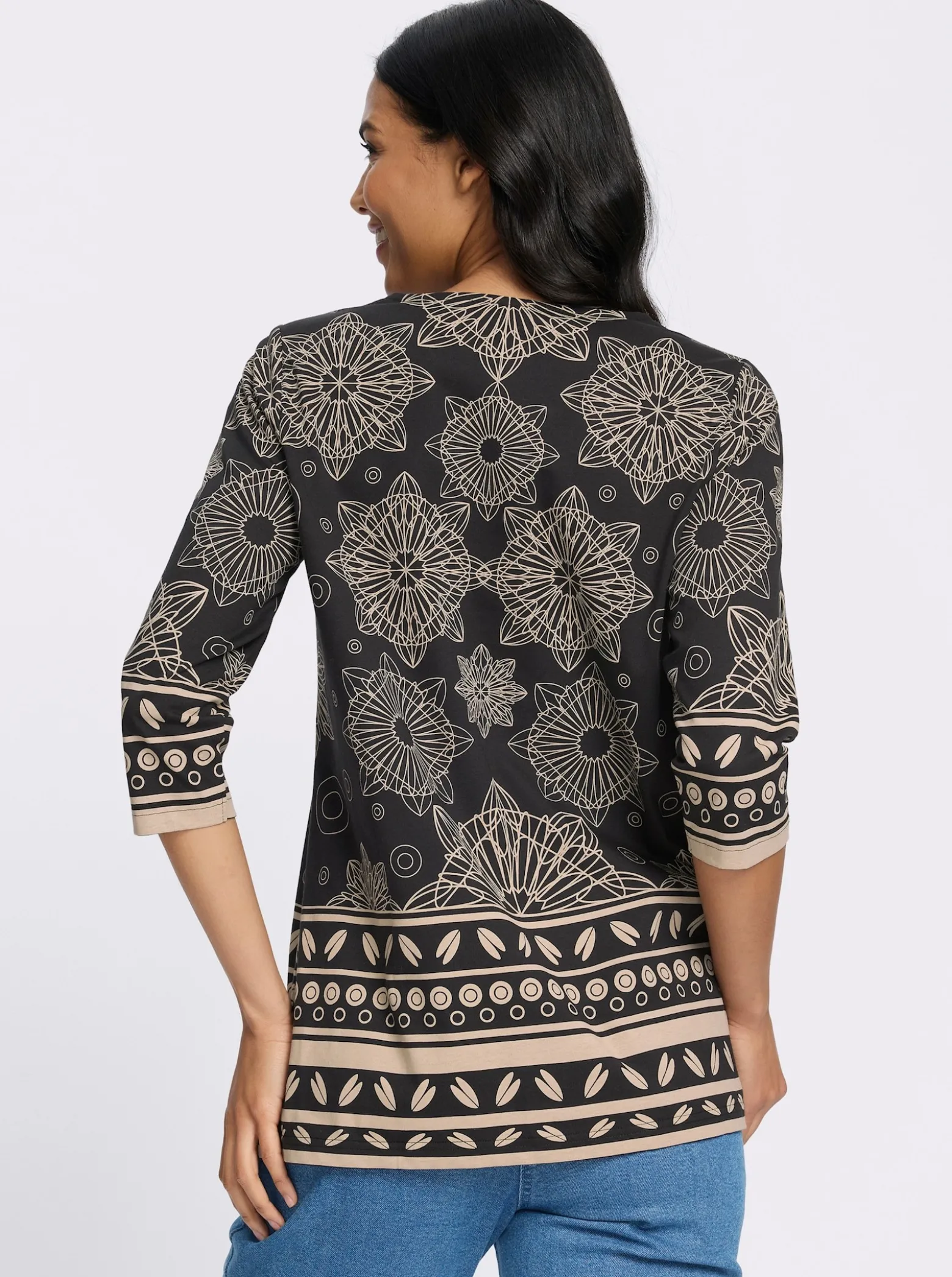 Longshirt mit Bordüren-Druck