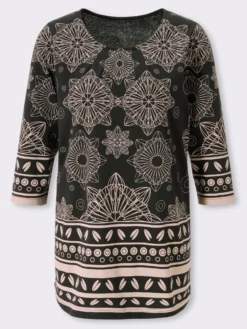 Longshirt mit Bordüren-Druck