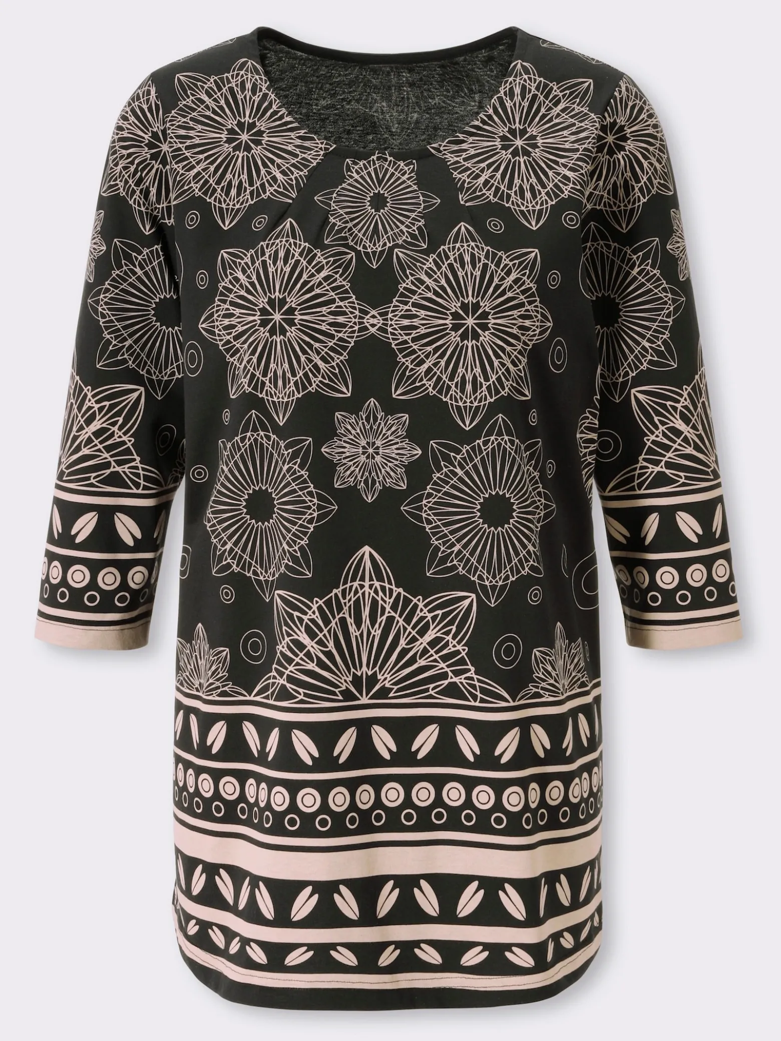 Longshirt mit Bordüren-Druck