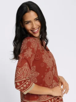 Longshirt mit Bordüren-Druck