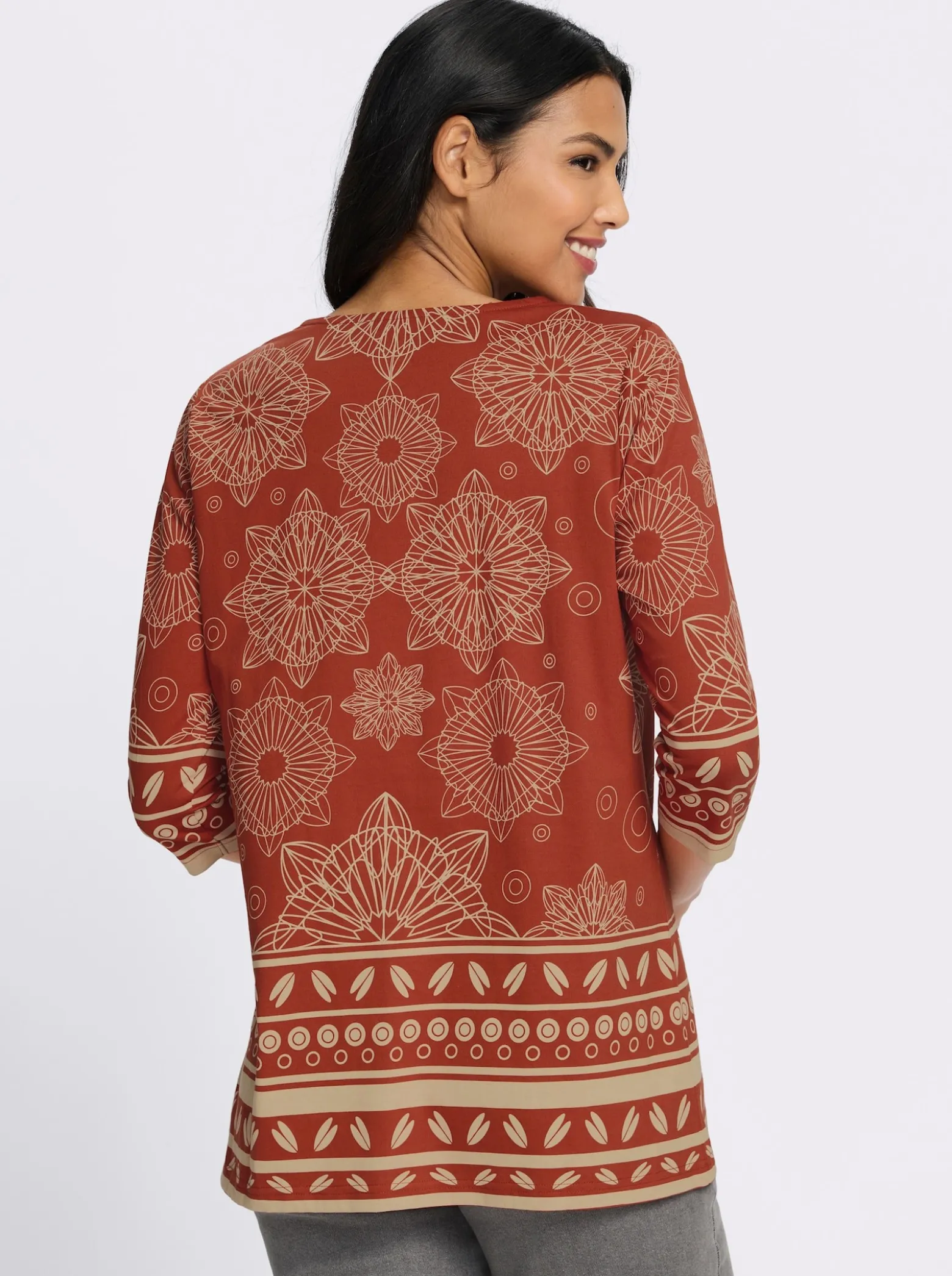 Longshirt mit Bordüren-Druck