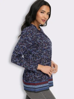 Longshirt mit Bordüren-Druck am Saum