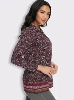Longshirt mit Bordüren-Druck am Saum