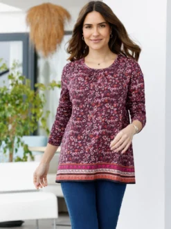 Longshirt mit Bordüren-Druck am Saum