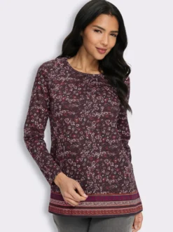 Longshirt mit Bordüren-Druck am Saum