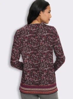 Longshirt mit Bordüren-Druck am Saum
