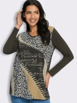 Longshirt mit Druck-Mix