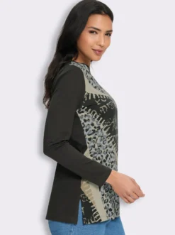 Longshirt mit Druck-Mix