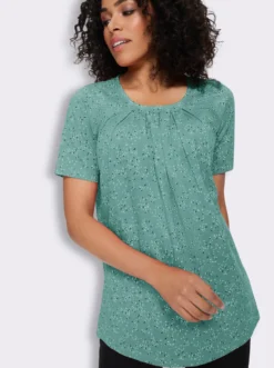 Longshirt mit Falten am Ausschnitt