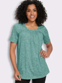 Longshirt mit Falten am Ausschnitt