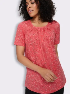 Longshirt mit Falten am Ausschnitt