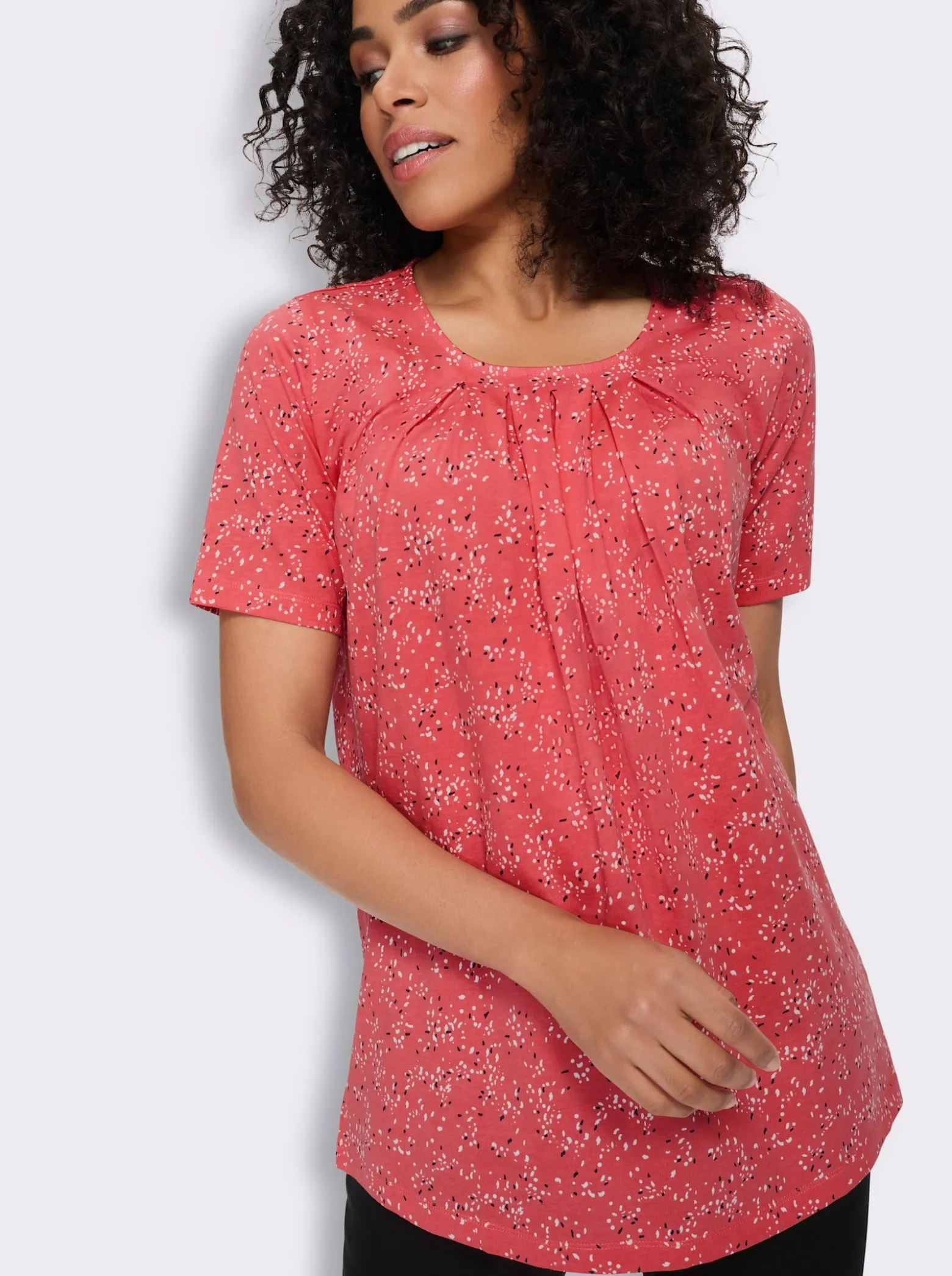 Longshirt mit Falten am Ausschnitt