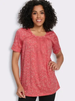 Longshirt mit Falten am Ausschnitt