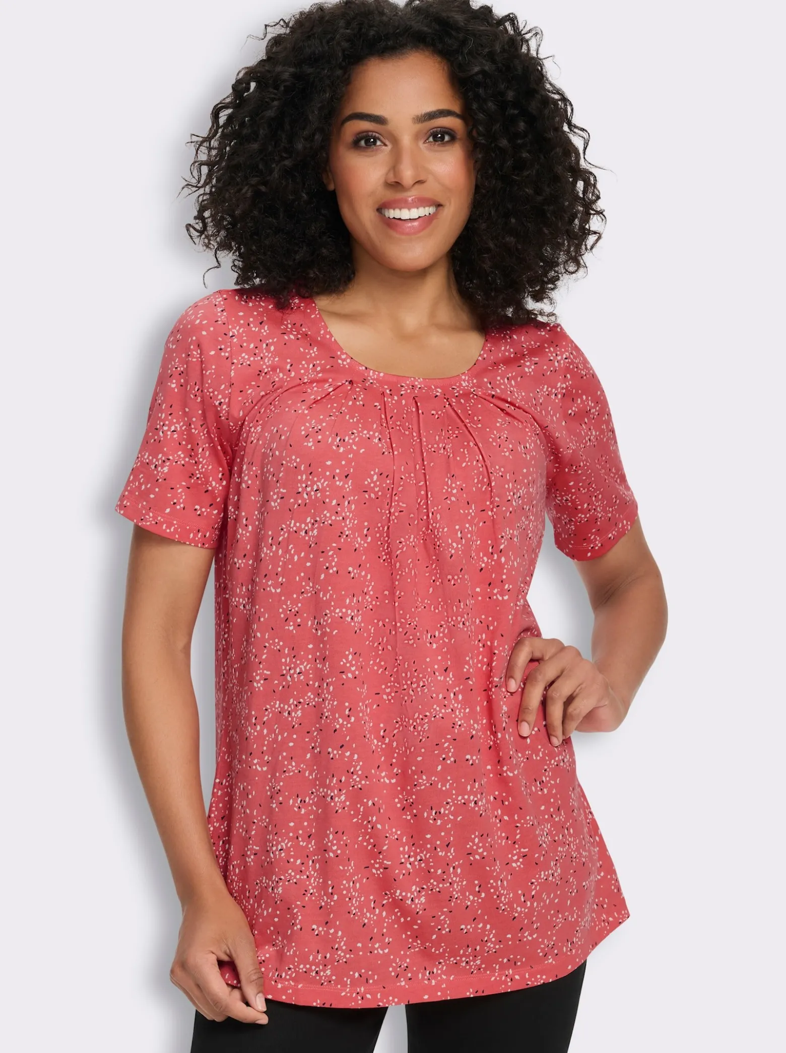 Longshirt mit Falten am Ausschnitt