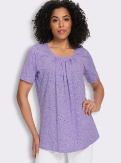 Longshirt mit Falten am Ausschnitt