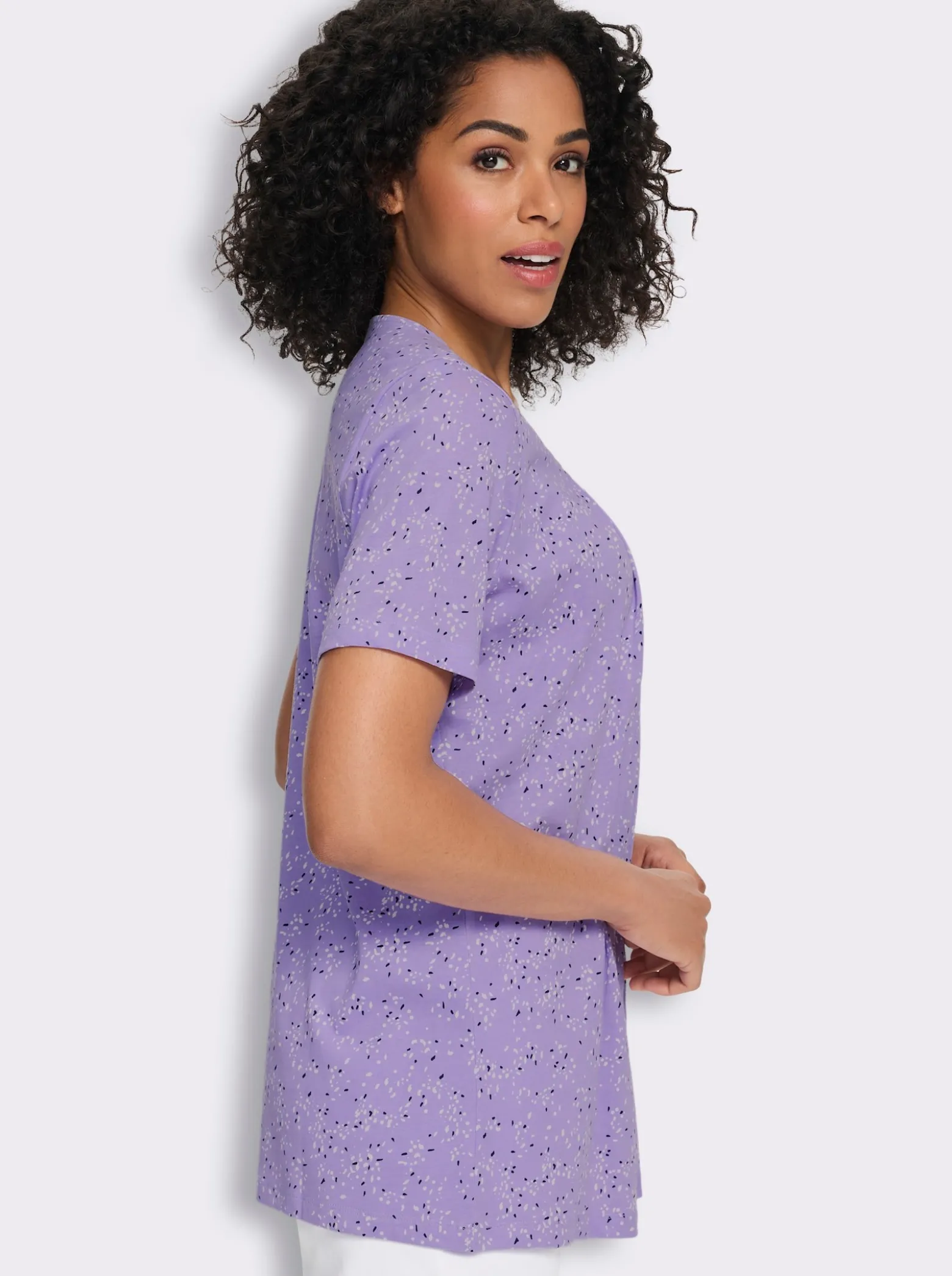 Longshirt mit Falten am Ausschnitt