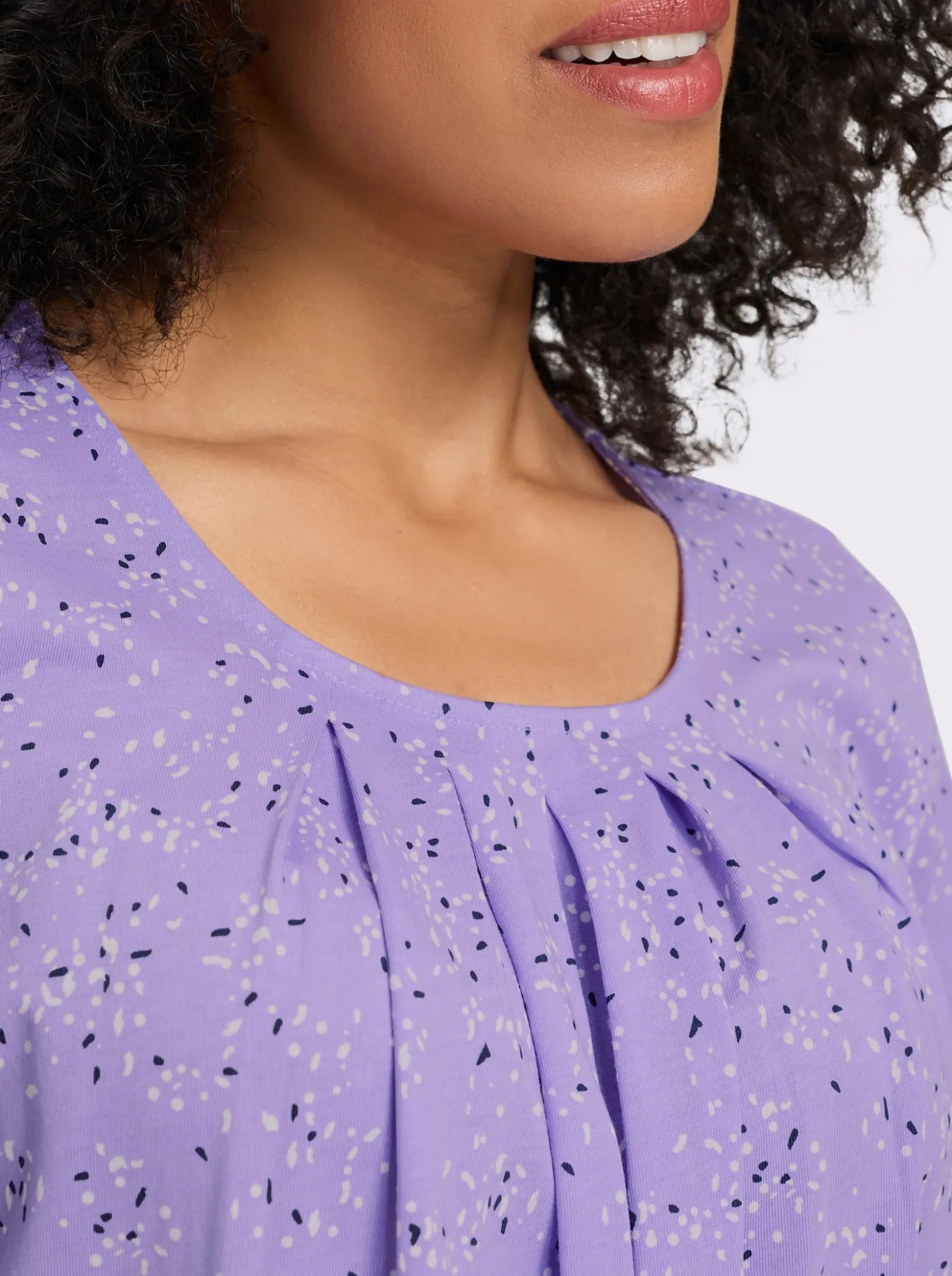 Longshirt mit Falten am Ausschnitt