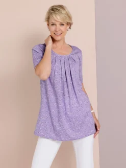 Longshirt mit Falten am Ausschnitt