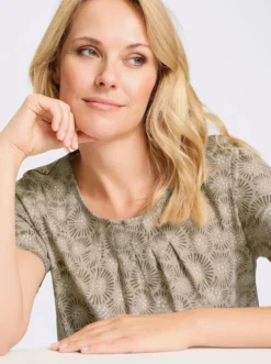 Longshirt mit Falten am Ausschnitt