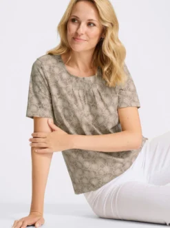 Longshirt mit Falten am Ausschnitt