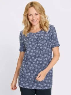 Longshirt mit Falten am Ausschnitt