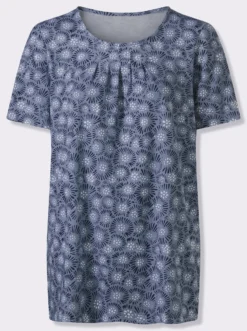 Longshirt mit Falten am Ausschnitt