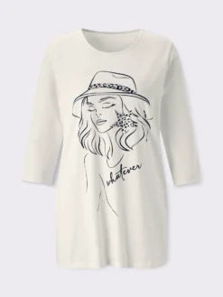 Longshirt mit Folien-Print vorne