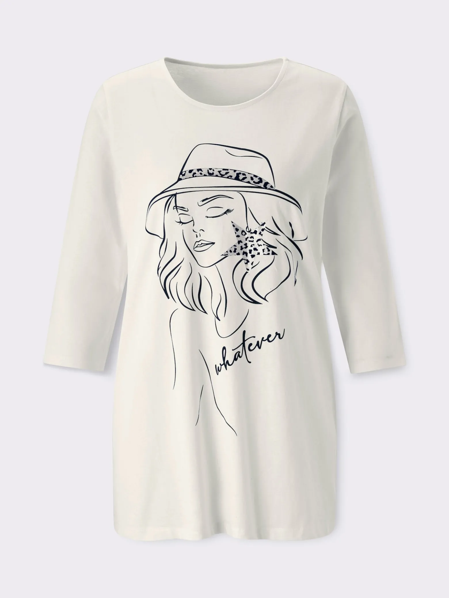 Longshirt mit Folien-Print vorne