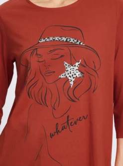 Longshirt mit Folien-Print vorne