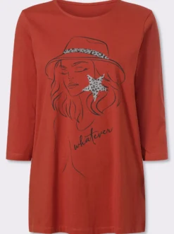 Longshirt mit Folien-Print vorne