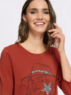 Longshirt mit Folien-Print vorne