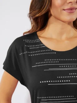 Longshirt mit Folien- und Glitzerdruck
