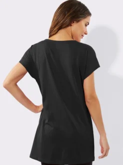 Longshirt mit Folien- und Glitzerdruck