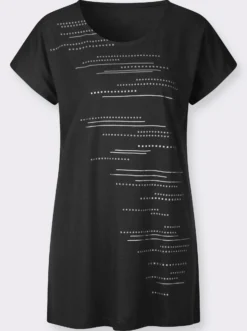 Longshirt mit Folien- und Glitzerdruck