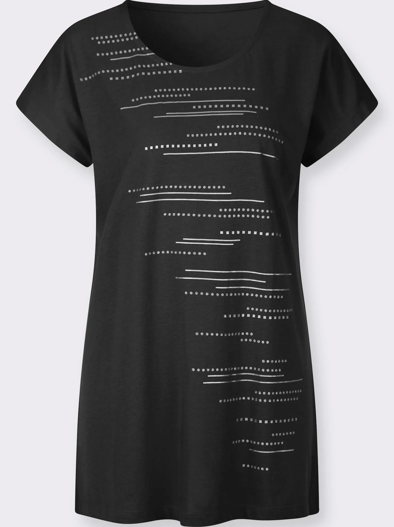 Longshirt mit Folien- und Glitzerdruck